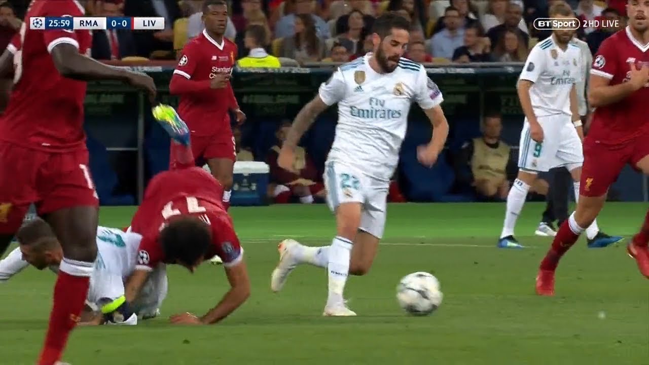 Mohamed Salah vs Real Madrid | Salah breaks collarbone | UCL Final