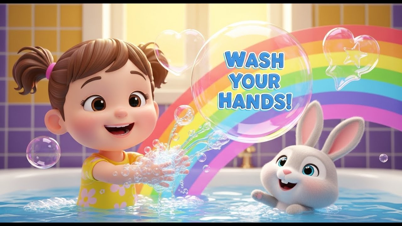 🎵 Wash Your Hands Song for Kids 👶 | Fun Hygiene Song (Row Row Row Your Boat)
