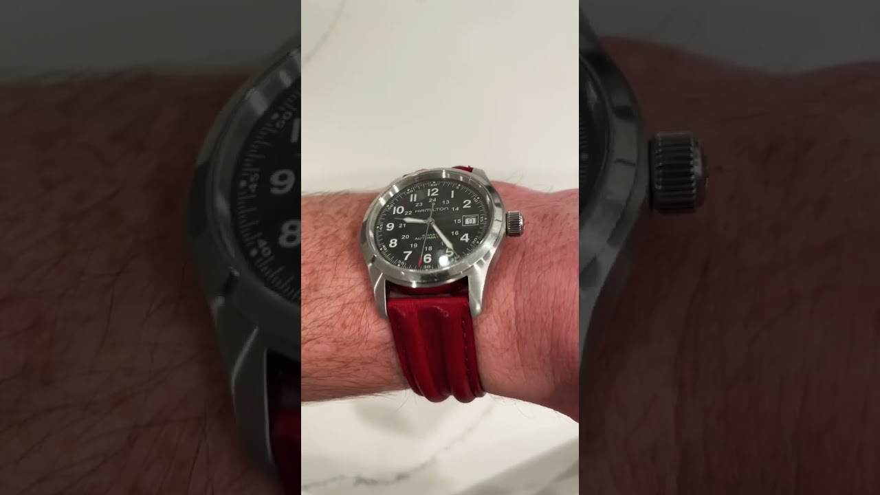 Hamilton Khaki Field Automatic on a new Red Leather Strap! 