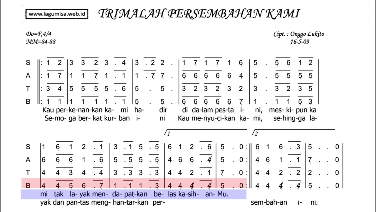 Bass Trimalah Persembahan Kami (Onggo Lukito)