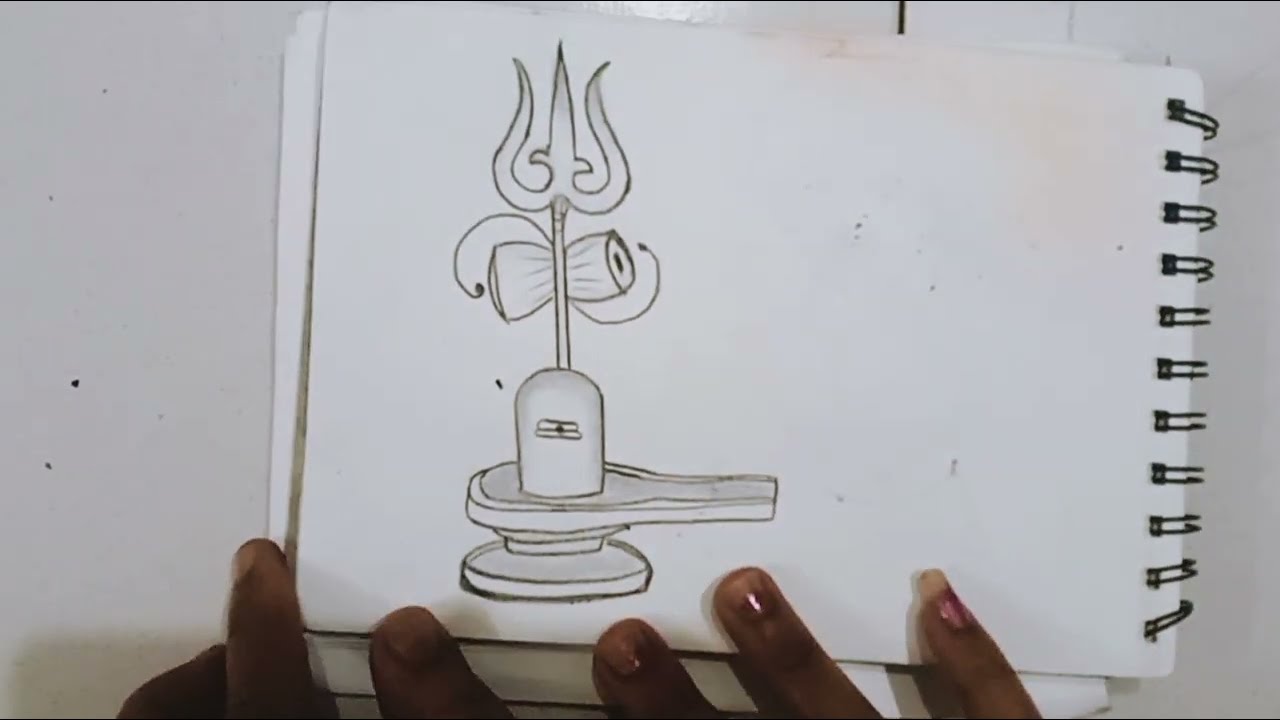 Drawing Shivling Easy, Mahashivratri Special Drawing shivling, Drawing shivling with trishul #art 