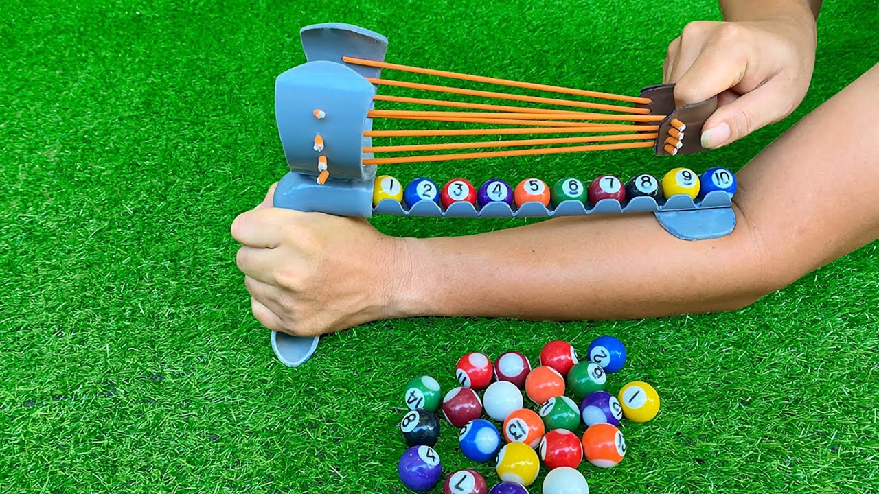 Amazing Unique Slingshot - Make A Powerful Slingshot From PVC And Billiard.