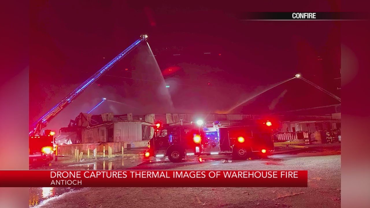 Drone captures thermal images of Antioch warehouse fire