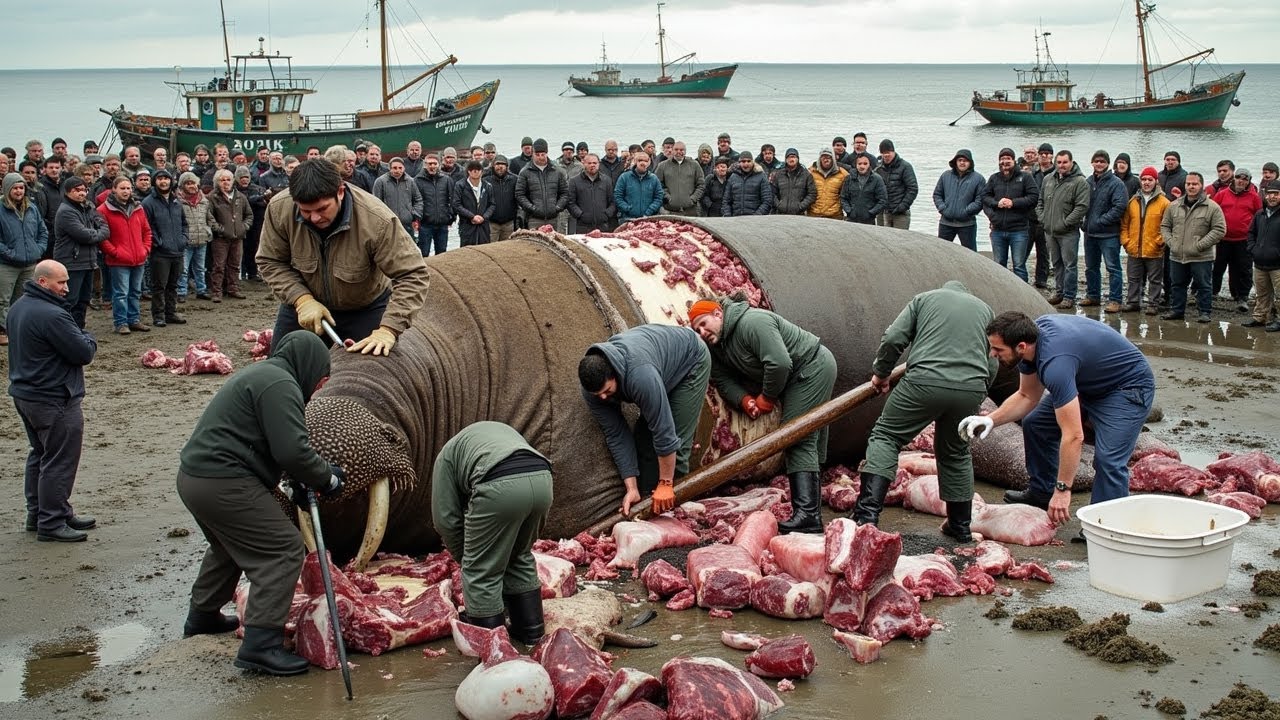 Arctic White Sea Survival Hunt &ndash; Walrus Hunting and Butchering Journey!