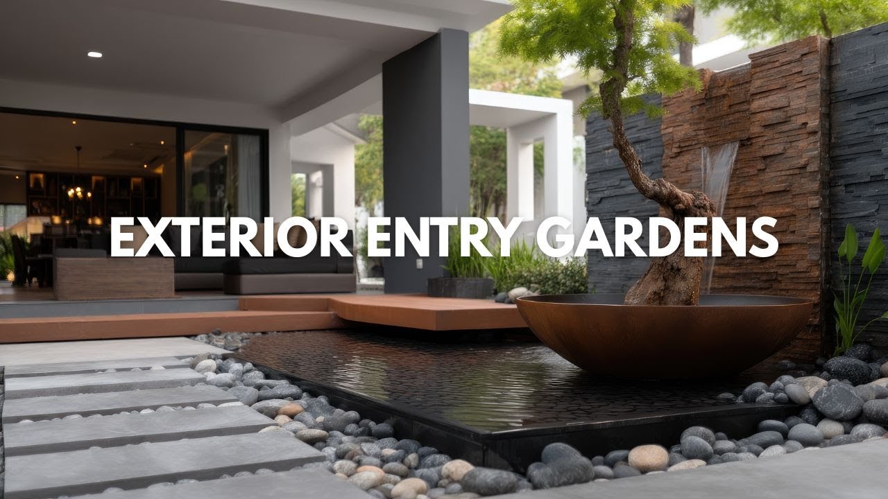 Luxury Modern Exterior Entry Gardens | Elegant Path & Landscaping