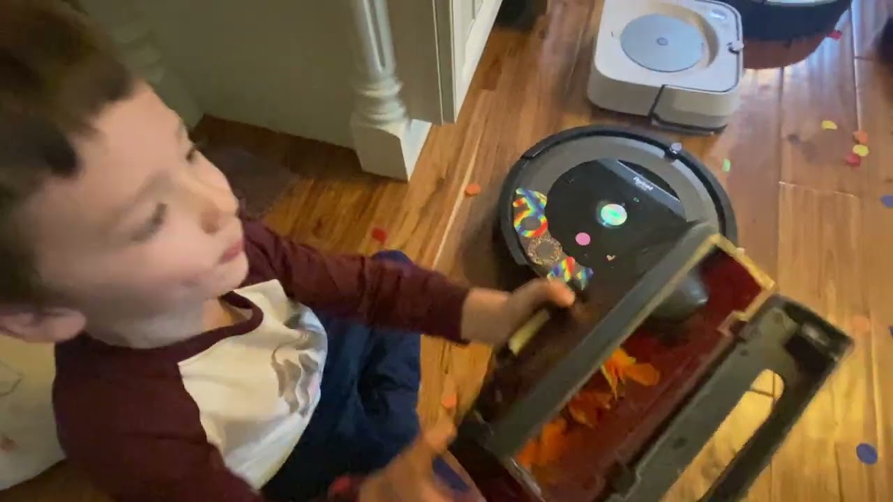 Roombas clean up confetti