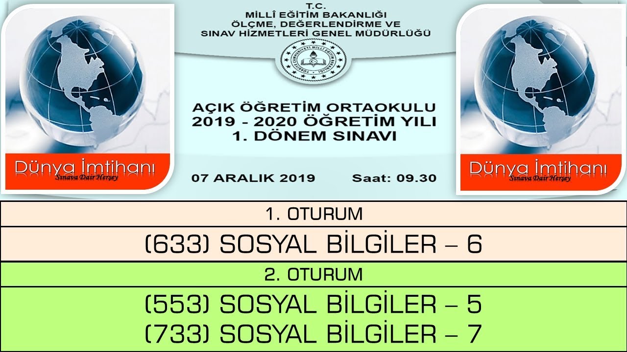 2020 / 1. DÖNEM / AÇIK ÖĞRETİM ORTAOKULU / SOSYAL BİLGİLER