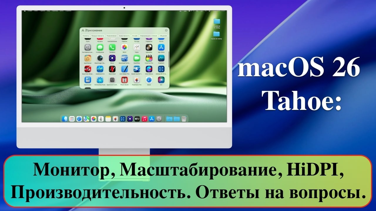 macOS 26 Tahoe: Монитор, Масштабирование, HiDPI, Производительность. Ответы на вопросы.