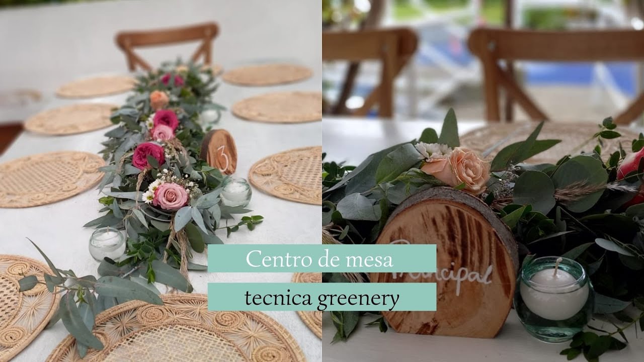como hacer centro de mesa alargado 2022  -  Técnica greenery