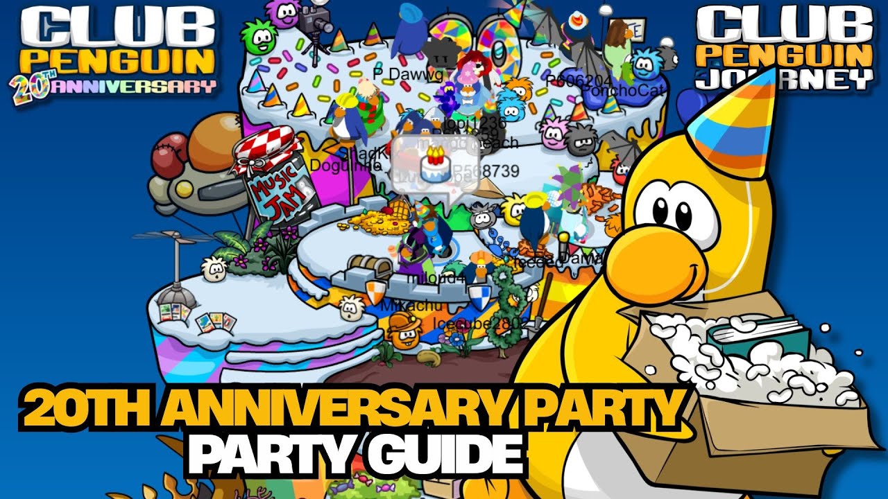 🎉 20TH ANNIVERSARY PARTY GUIDE! ICONIC ITEMS & SCAVENGER HUNT| Club Penguin Journey