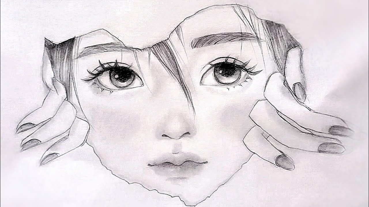 Drawing Girl peeking 🫣 Drawing totorial • Pencil palette 🎨