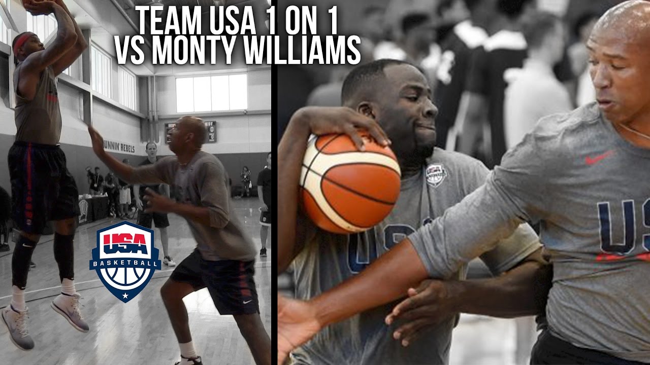 TEAM USA 1 on 1 DRILL VS COACH! KD, Carmelo, Draymond, Paul George, & Derozan VS Monty WIlliams