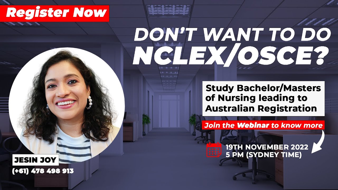 Bachelor/ Masters of Nursing leading to Australian nursing registration/ Pathway for nursing license