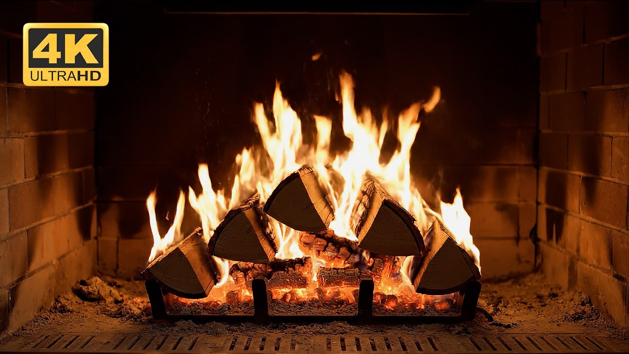 🔥 4K Fireplace Ambience ⏐ Natural Crackling Fire Sounds ⏐ Deep Sleep & Relaxation