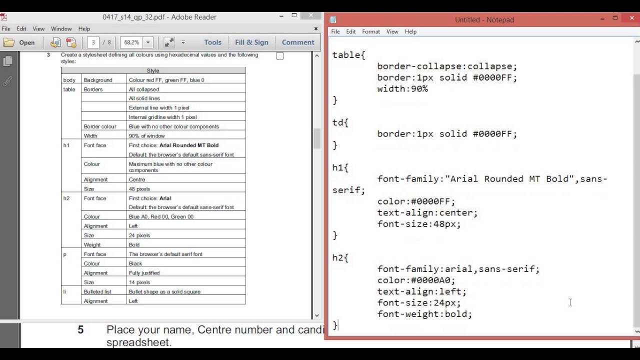 CSS tutorial for IGCSE ICT
