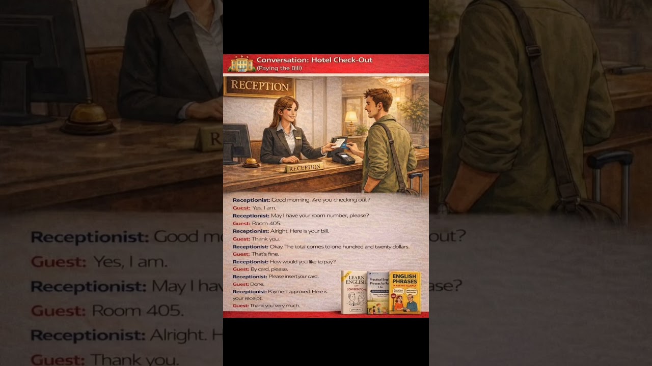 today you learn hotel check in English conversation 😀