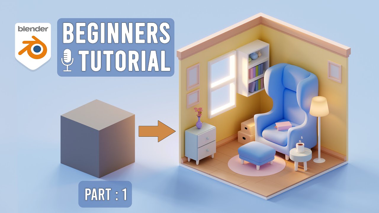 Blender 3D Beginners Tutorial: Create an Isometric Study Room | For Absolute Beginners