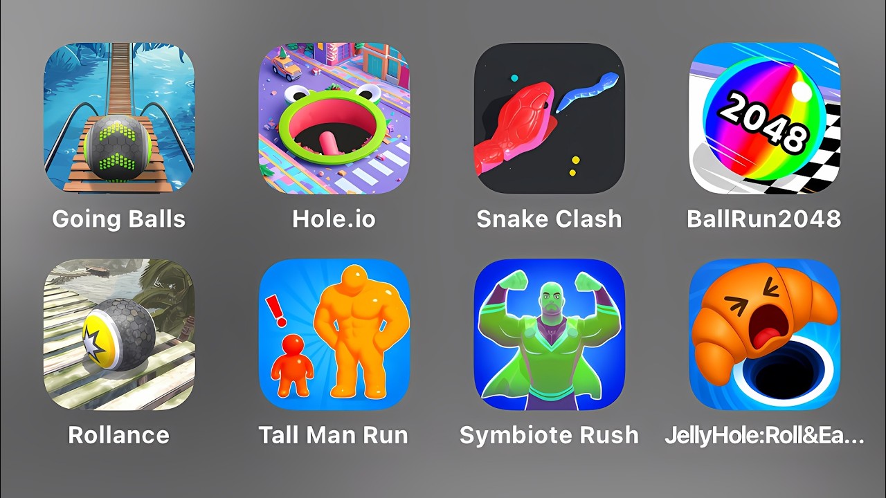 Going Balls, Hole.io, Snake Clash, Ball Run 2048, Rollance, Tall Man Run, Symbiote Rush, Jelly Hole