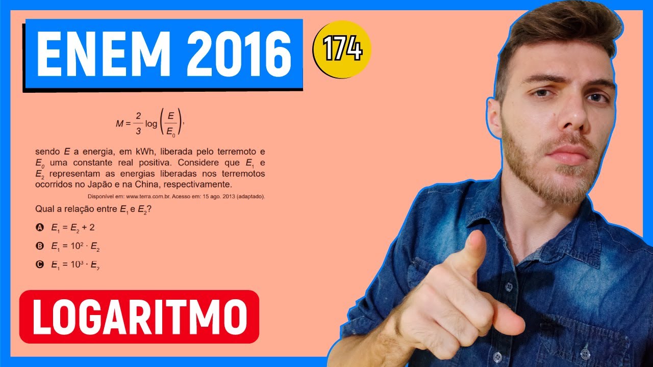 🛑174 Enem 2016 - LOGARITMO - Em 2011, um terremoto de magnitude 9,0 na escala Richter causou um