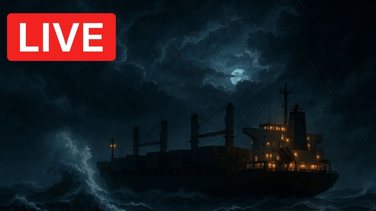 LIVE: Atlantic Ocean Storm | Cargo Ship POV Rain & Waves for Deep Sleep (8 Hours)