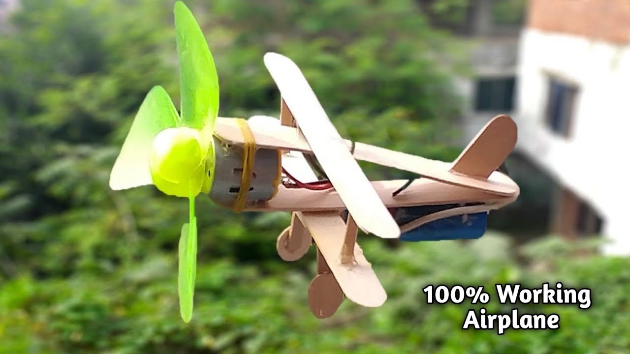 How to make A Plane with DC Motor - Toy Wooden Plane DIY