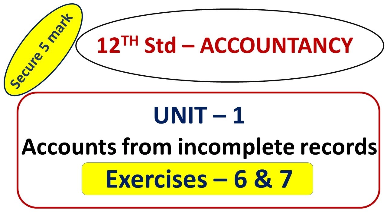Class 12 – Accountancy – Unit 01  - Exercise 6 & 7  – English Medium