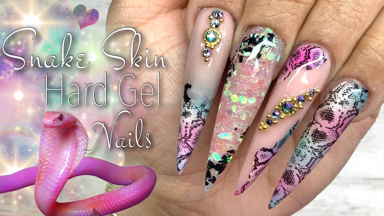 Snake Skin Hard Gel Nails | Snake Skin Foil | Hard/Builder Gel Nails