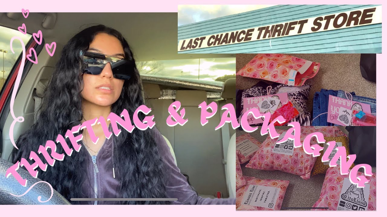 THRIFTING + PACKAGING ORDERS FOR MY NEW WEBSITE & DEPOP | VLOG