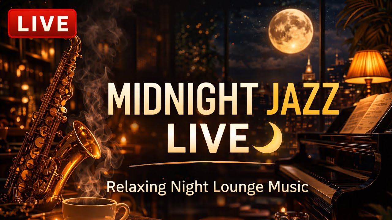 Midnight Jazz LIVE 🌙 Relaxing Night Lounge Music