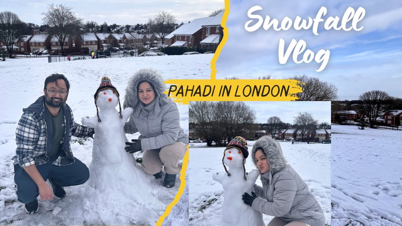 Enjoyed Snowfall With Family in England❄️ Itna Cute Snowman Banaya !! ☃️🥰