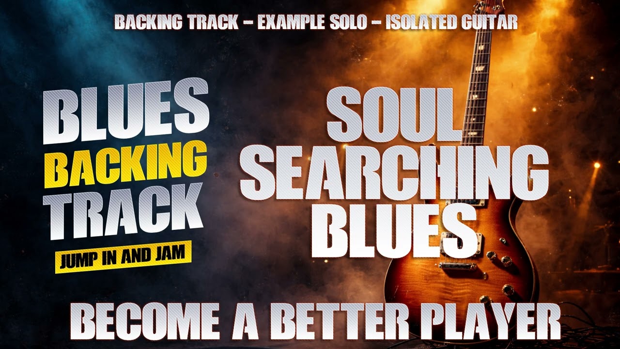 Soul Searching Slow Blues Backing Track 🎸 Emotional Minor Blues Jam (BT + Solo + Isolated Guitar)