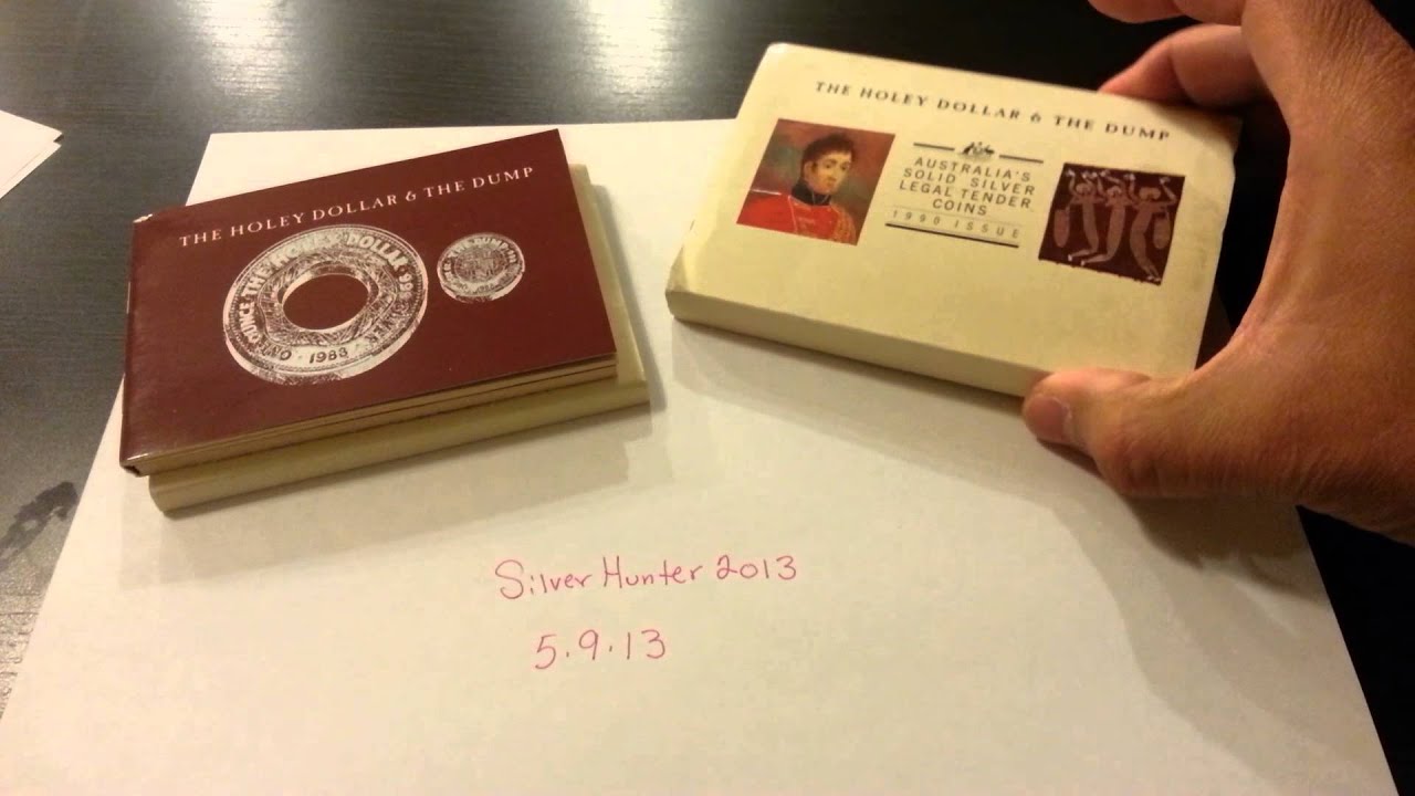 Australian Solid Silver Coins 1988 + 1990 Commemorative set The Holey Dollar & The Dump