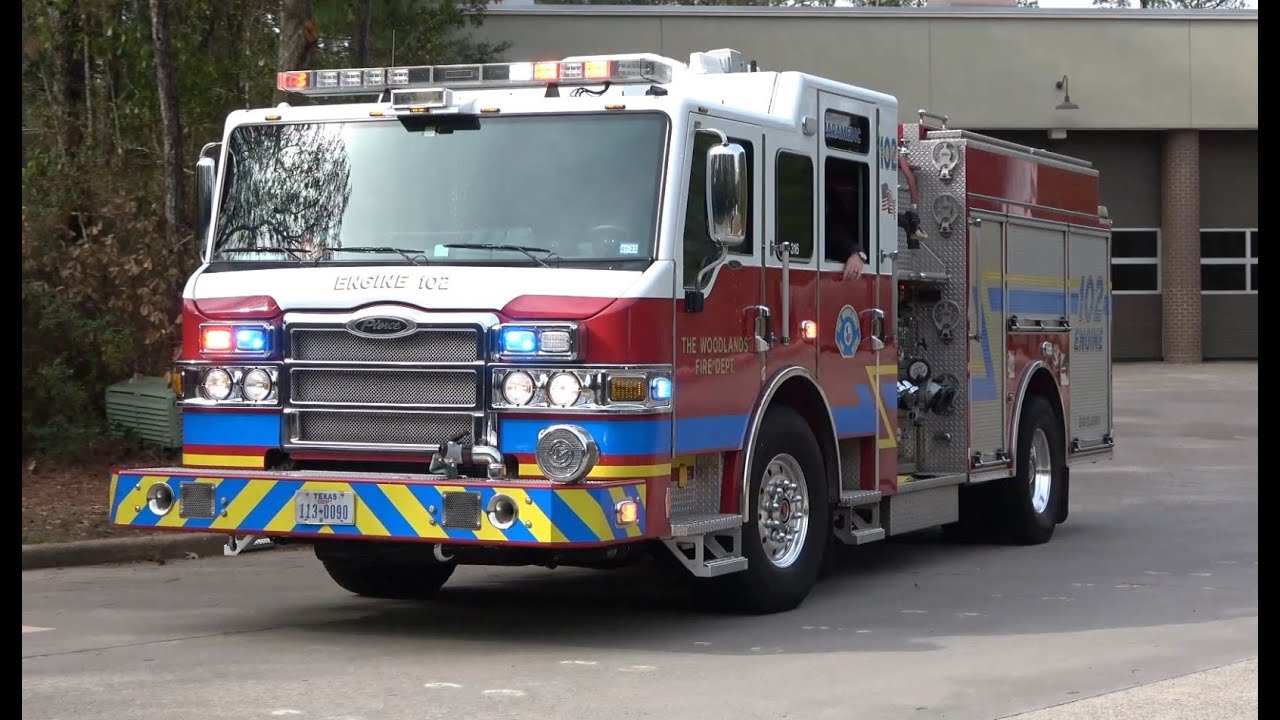 Engine 102 Responds to Medical [The Woodlands Fire Department] Q Siren