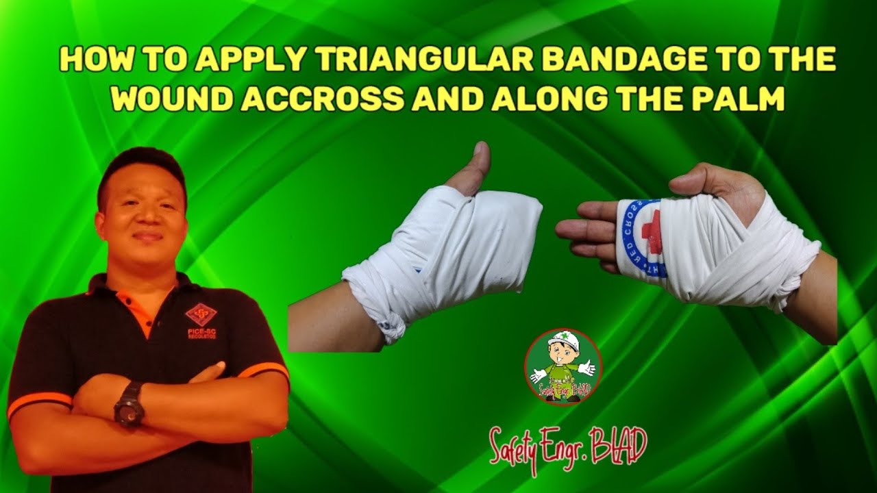 How to apply Triangular Bandage to the wound across and along the palm