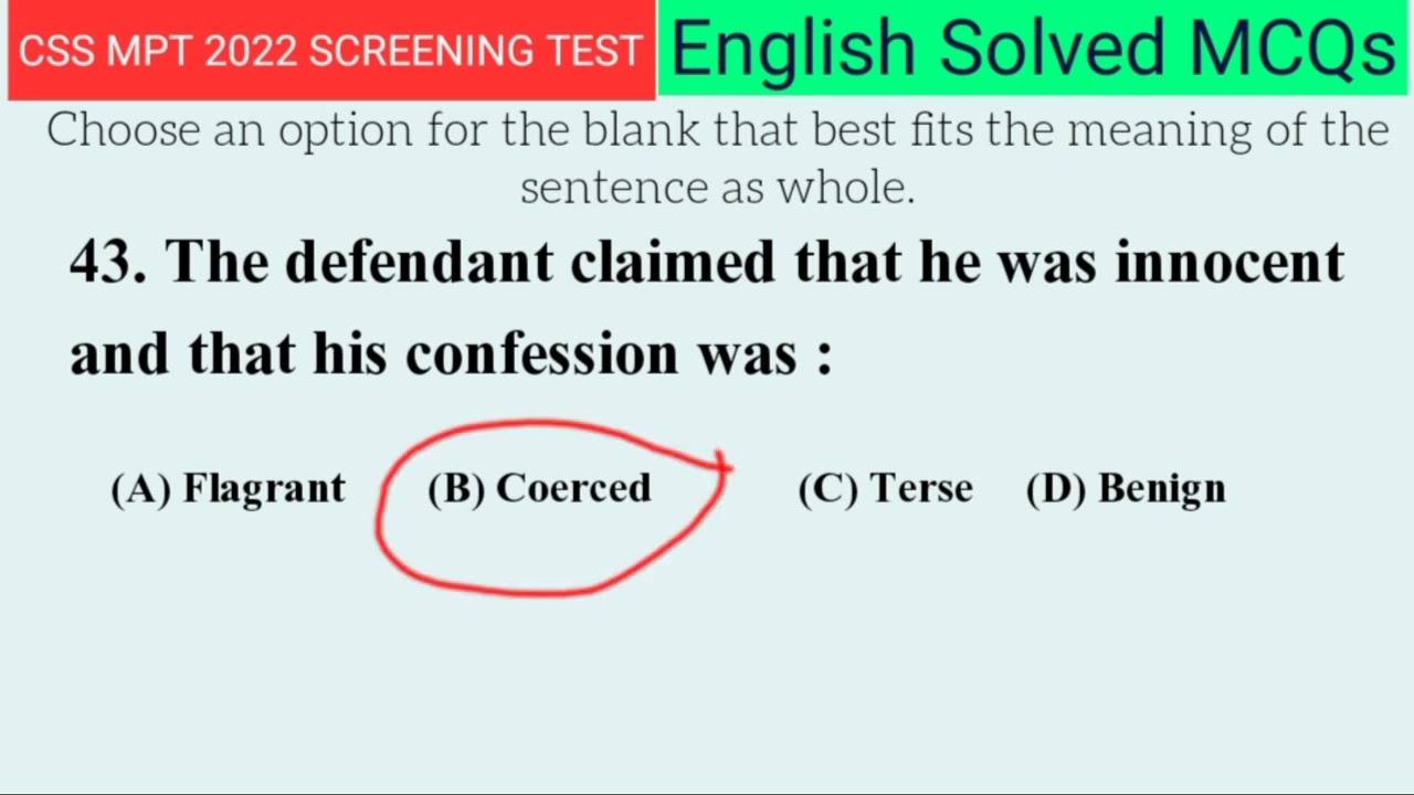 Answer Key: CSS Screening Test 2022  || FPSC Solved MCQs English || How To Solve Screening Test??