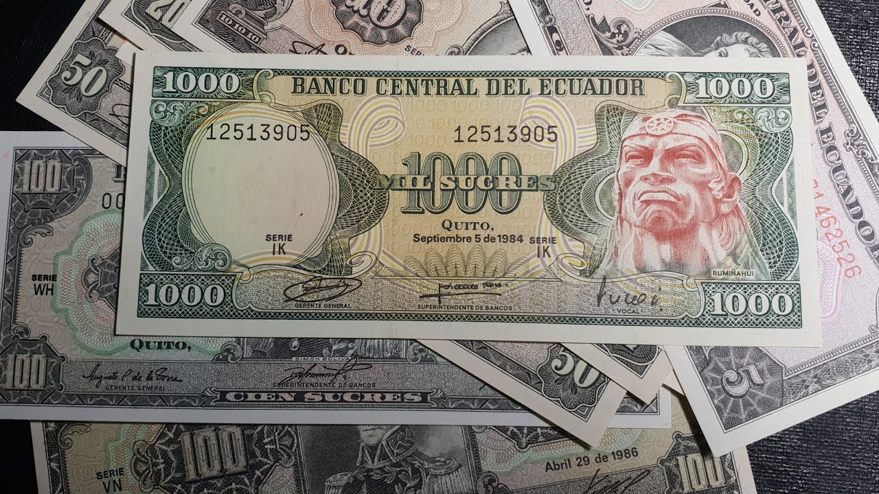 Ecuador inflationary last Sucre banknotes