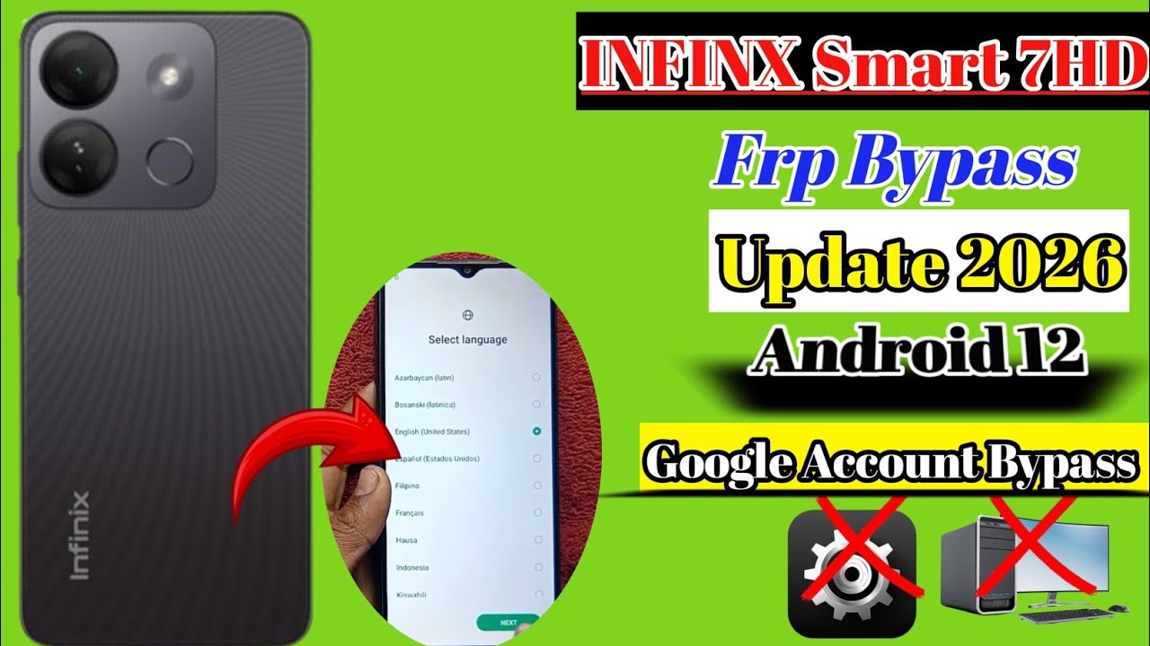 InFinix Smart 7HD ✓[Frp Bypass Android 12  Metted 2026 Google Account Bypass= remove All Data ✓]