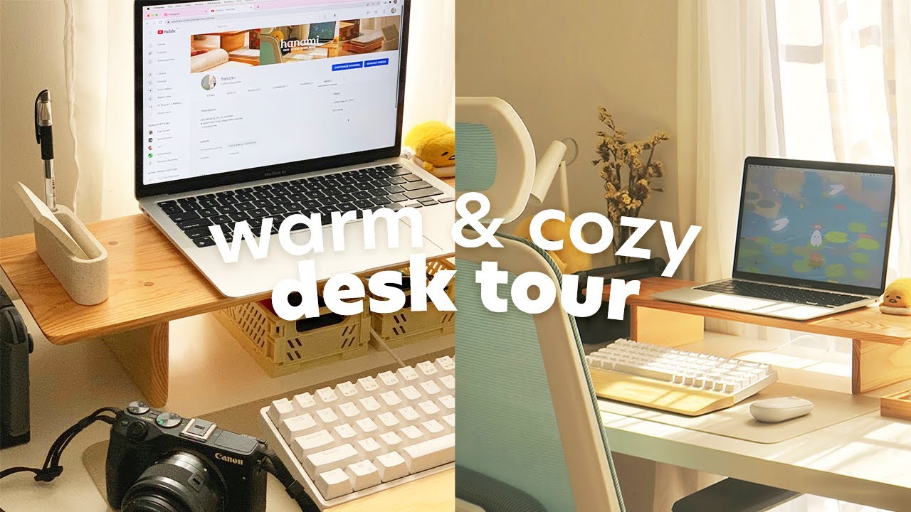 🌞 warm and cozy desk setup 💻 aesthetic desk tour of a design student (2022)
