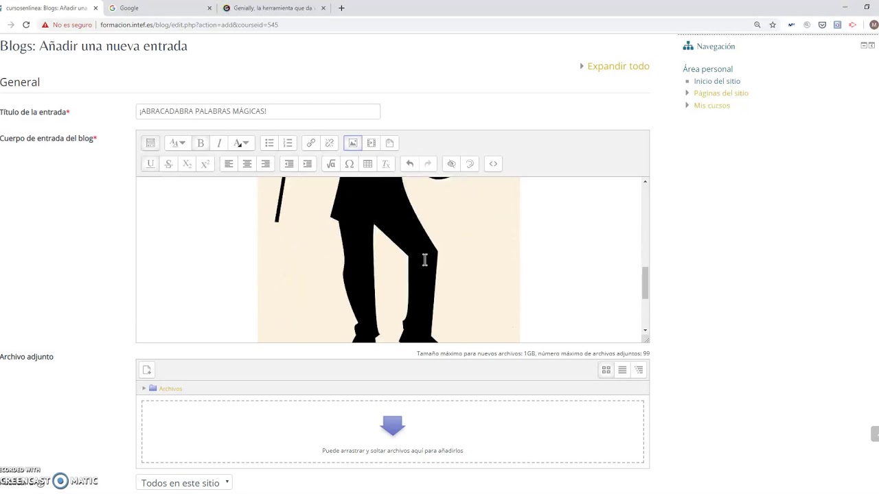 CREACION ENTRADA BLOG CURSO