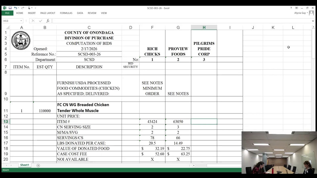 BID #SCSD-003-26 USDA PROCESSED FOOD COMMODITIES