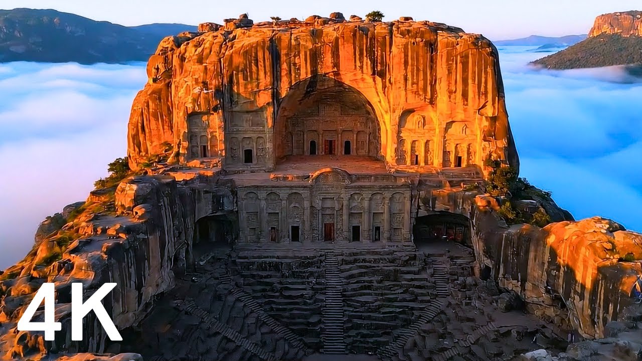 Rock-Hewn Atria & Basalt Monolithic Ethiopian Dreamscape: 4K Cinematic Journey | Orthodox Ambience