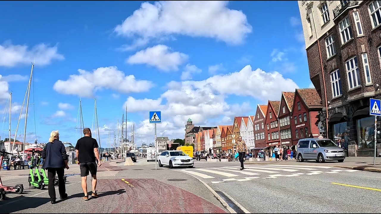 Worlds longest bicycletunnel and sightseeing in Bergen city | SlowTV