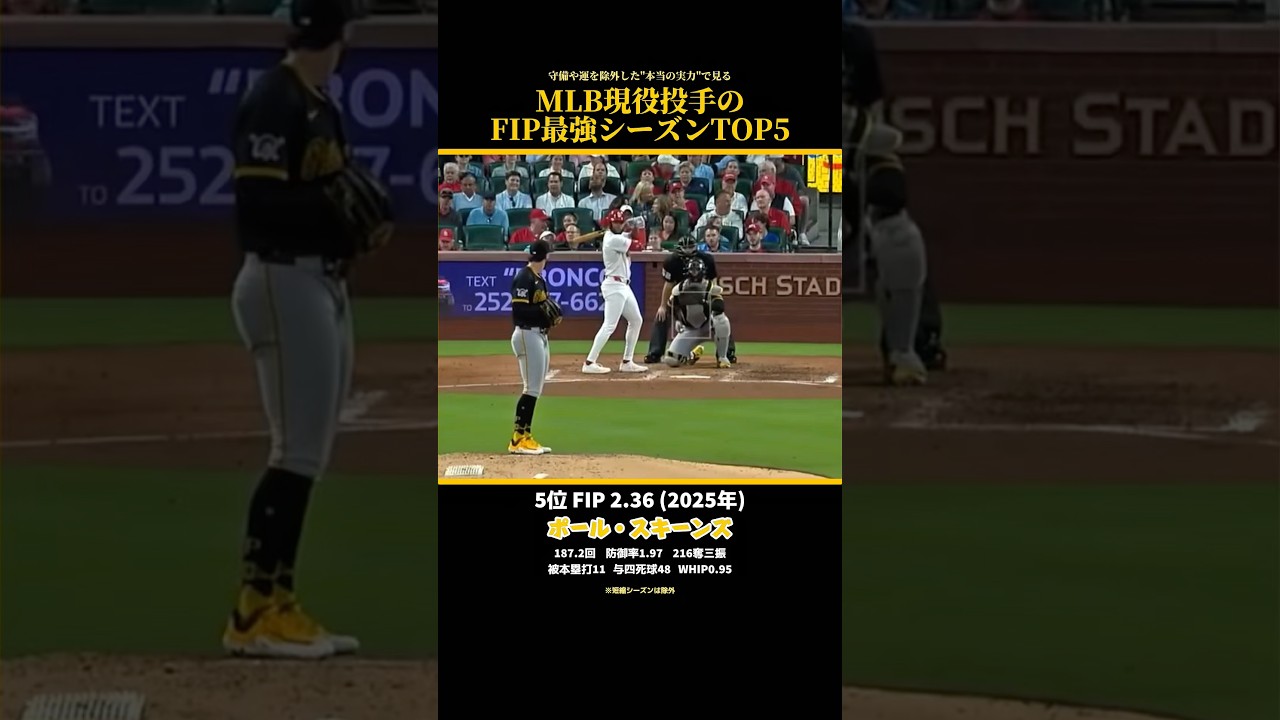 MLB現役投手のFIP最強シーズンTOP5 #mlb #野球