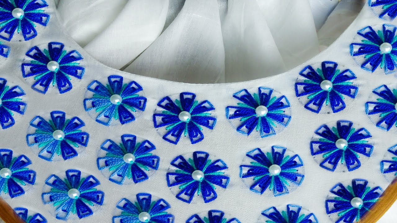 hand embroidery easy beautiful neck design,handmade dress embroidery