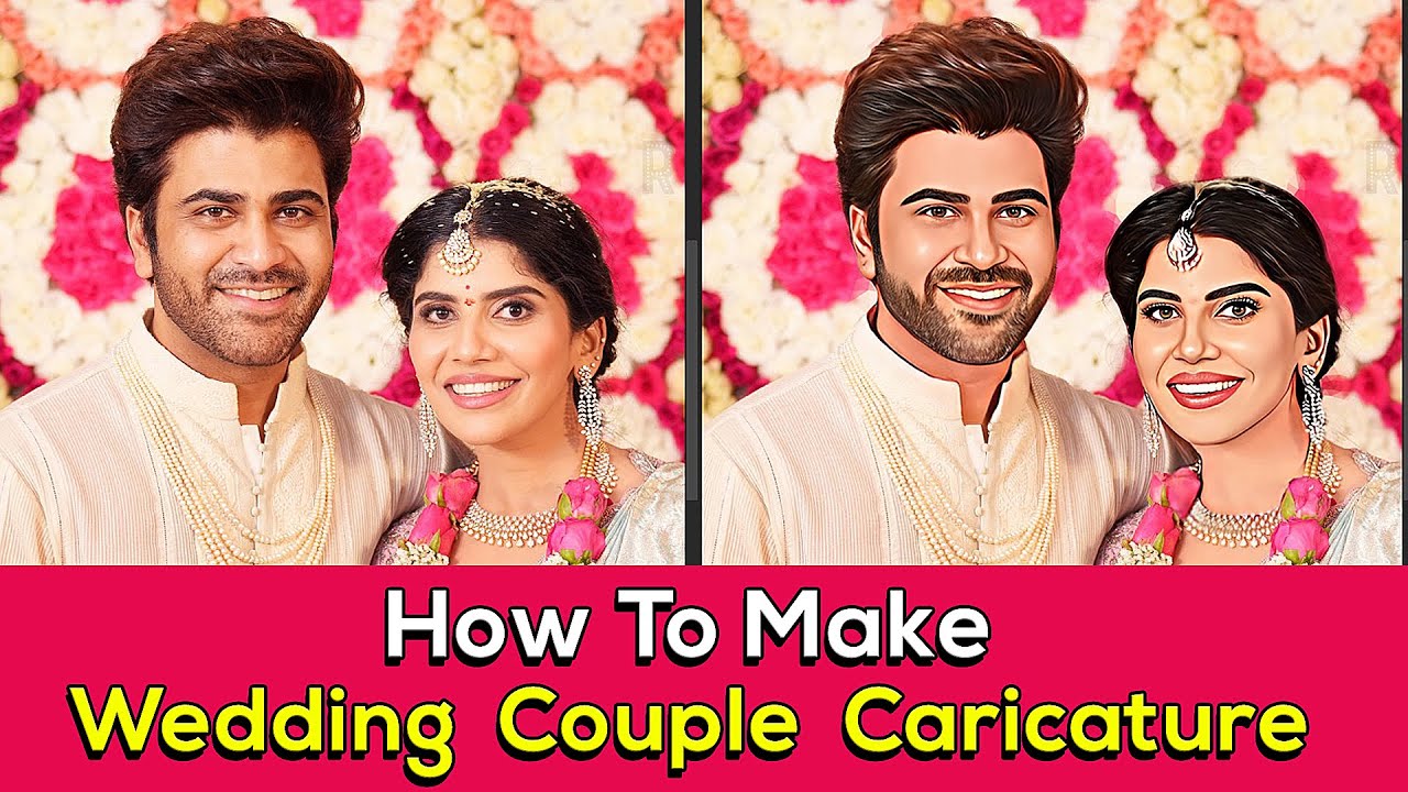 How To Make Wedding Caricature in Photoshop ll Make Easy Cartoon Face II #editbox