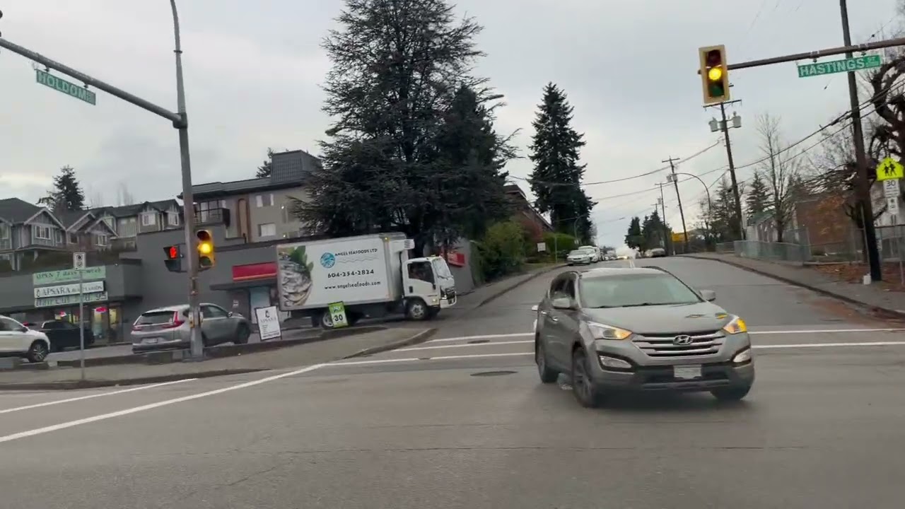 POV driving north Burnaby (Holdom -Hastings) relaxing cloudy day drive.