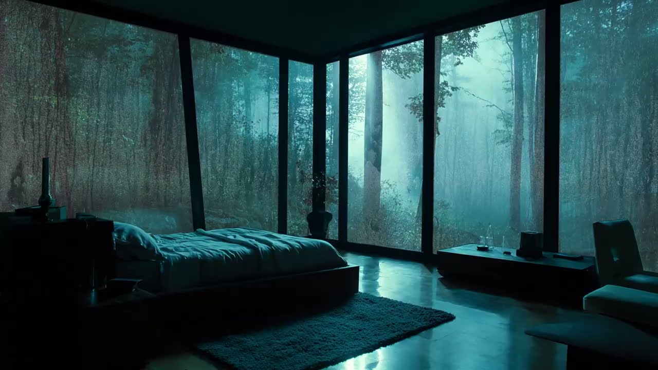 Rain Hitting the Wooden Porch of a Forest Bedroom - Crunchy Nature ASMR for Mindful Peace