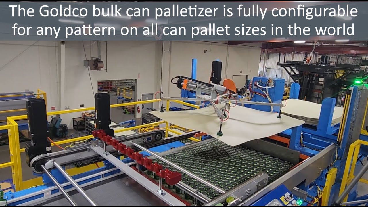 Goldco Centurion 3000 Bulk Can Palletizer - Empty Aluminum Beverage Cans