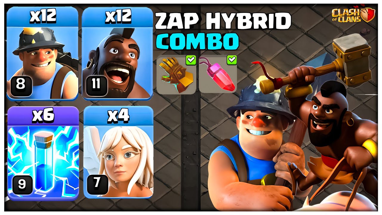 How to Use Qc Zap Hybrid | TH14 Zap Hog & Miner Attack Strategy in Clash of Clans