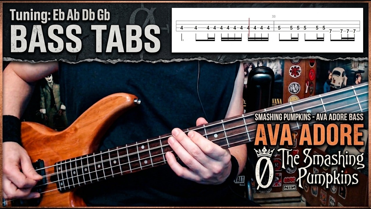 Ava Adore by Smashing Pumpkins - Bass Cover with Tabs Play-Along